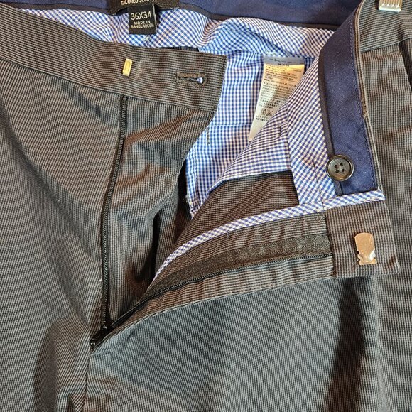Banana Republic Tailored Slim Fit Mens Dress Pants 36x34 Gray Micro Houndstooth - Picture 9 of 15
